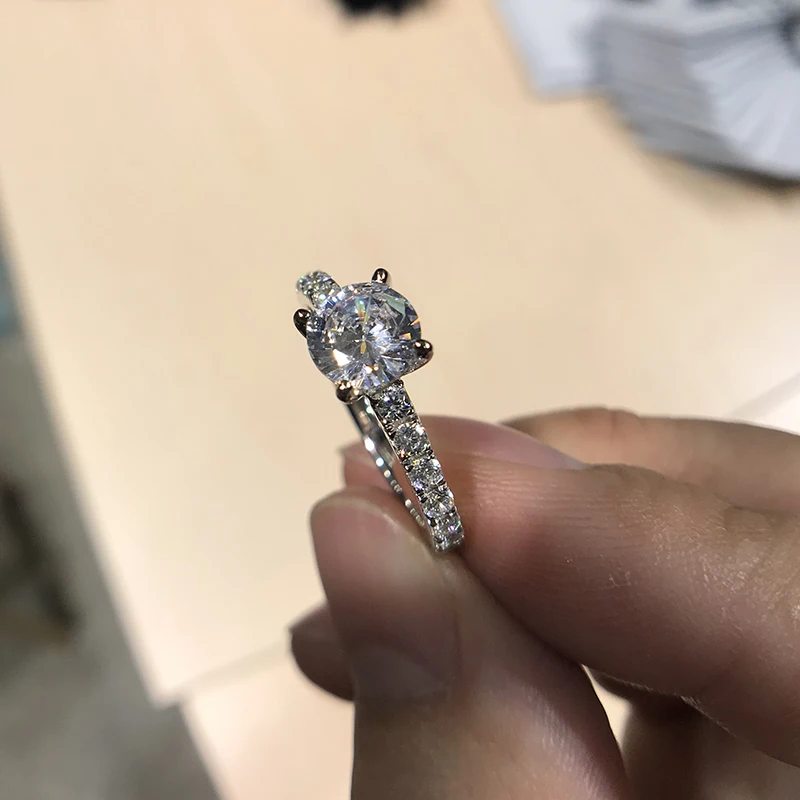 1 Carat Moissanite 925 Sterling Silver Wedding Ring For Women Engagement Band Solitaire Fine Jewelry