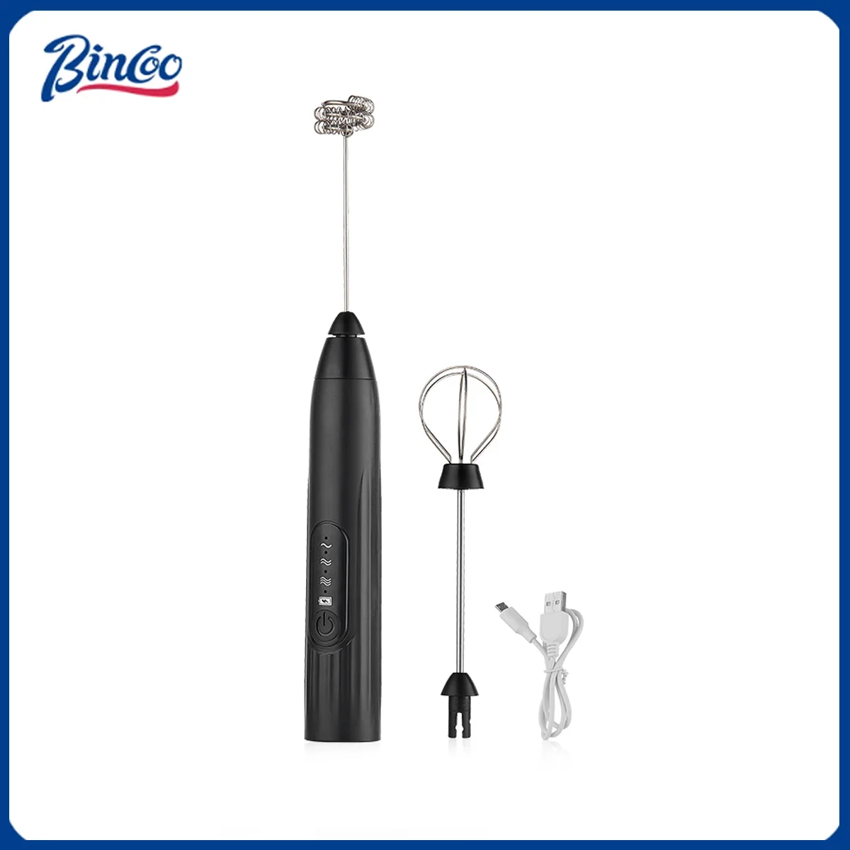 BINCOO Electric Milk Foamer Blender Stainless Steel Handheld Milk Frother Wireless Coffee Whisk Mixer Egg Beater Kitchen Tools