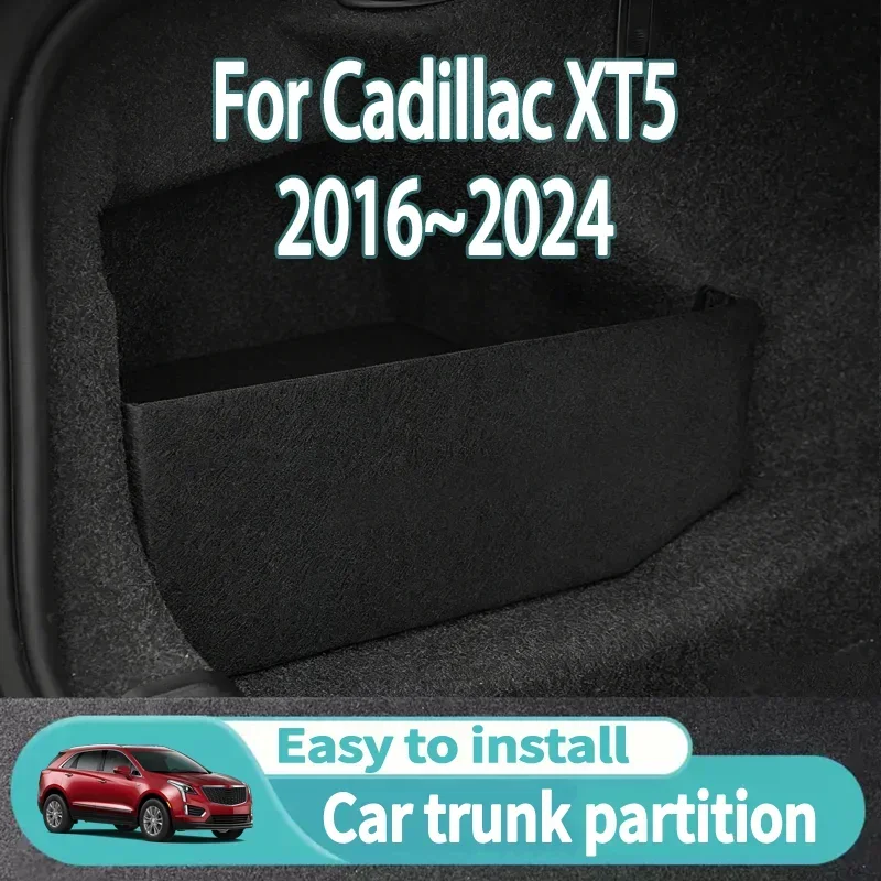 Para Cadillac XT5 2016~2024, Organizador de Maletero Grueso para Auto, Caja de Almacenamiento Multifuncional, Accesorios Interio
