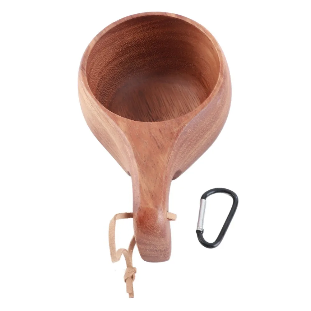 

Easy To Clean Wooden Milk Cup Built in Side Handle Thickened Handle Cup Elephant Trunk Shaped Smooth Salad Mug Afternoon Tea