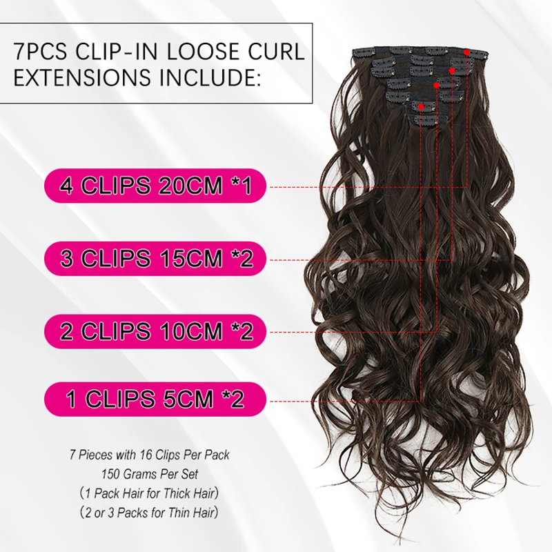Clip in Hair Extensions Synthetic Hair Extensions Heat Resistant Hairpiece Natural Wavy Ombre Hair Piece For Women Hairstyle