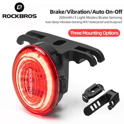 ROCKBROS Bike Rear light Smart Brake Vibration Sensing Bicycle Light Magnetic Fast Charging IPX7 Waterproof Cycling Tail Light