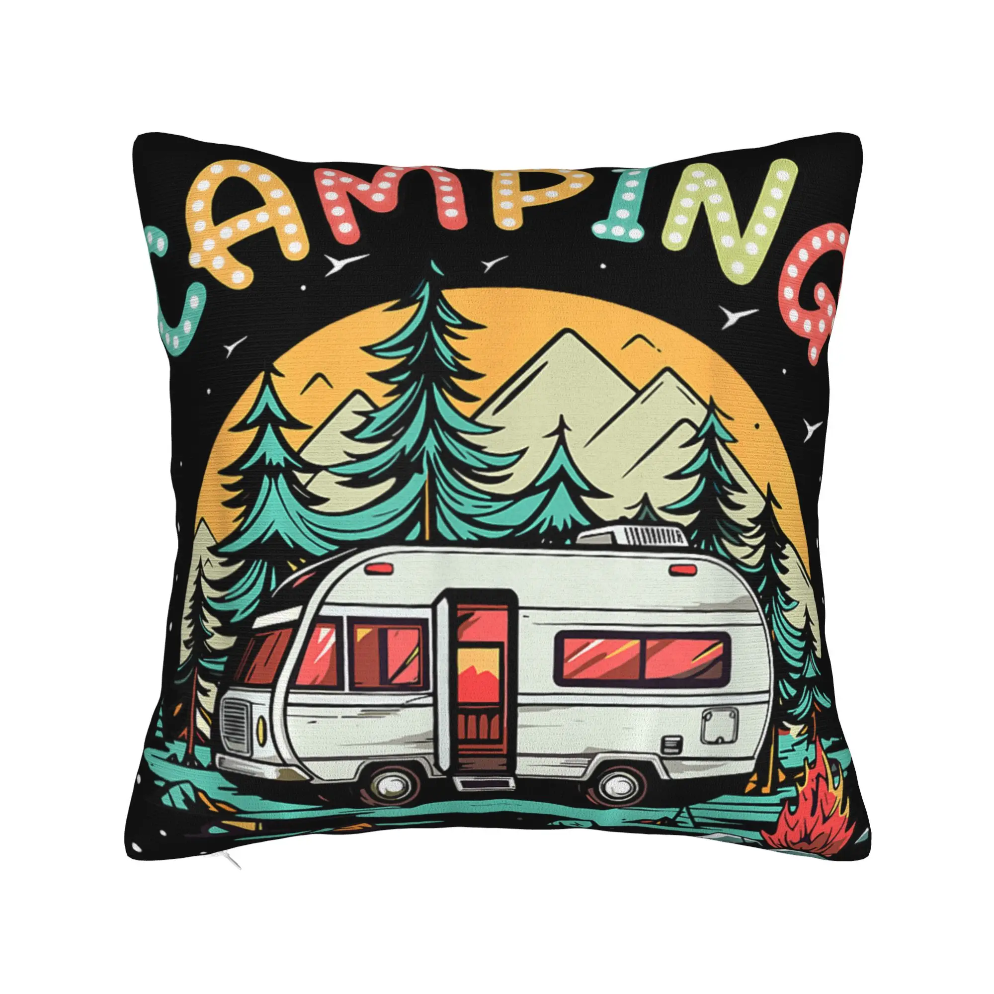 Camping is My Therapy Pillow Case  Fashion Pillow Cover Graphic Pillowcases For Sofa Home Decoration