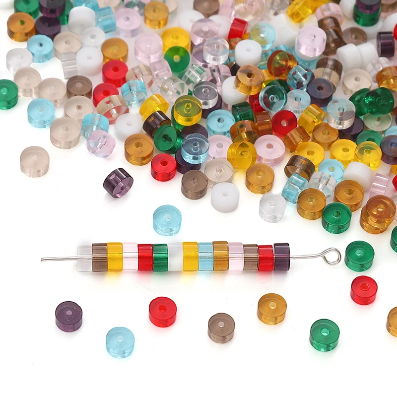 2x4mm 20Pcs/Bag Natural Glass Flat Round Pieces, Unique Scattered Beads, Handmade DIY Jewelry Bracelets, Earrings, Jewelry Kandi