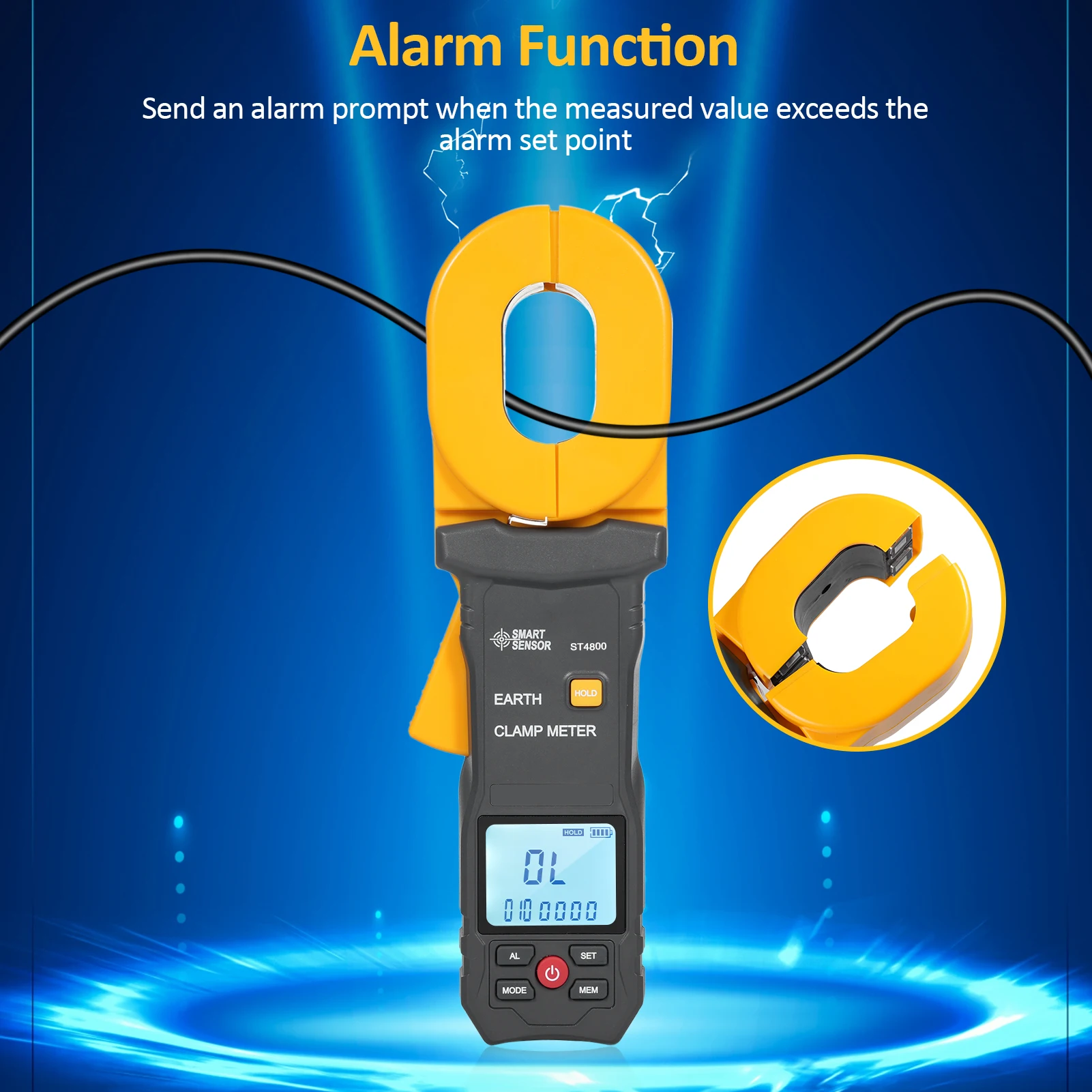 SMART SENSOR Ground Earth Resistance Tester Multifunction Digital Clamp Meter LCD Display Alarm Clamp Ammeter ST4100/ST4800