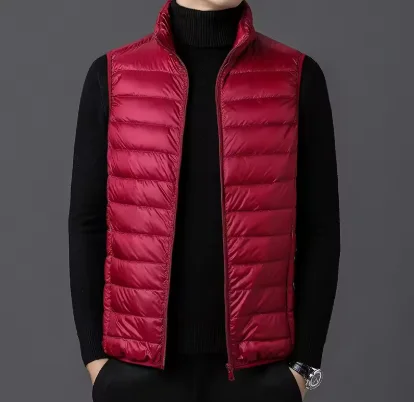 Men's Casual Vest Jackets Lightweight Sleeveless Coats Outdoor Full Zipper Outerwear Down Vest with Zip Pockets Warm Streetwear