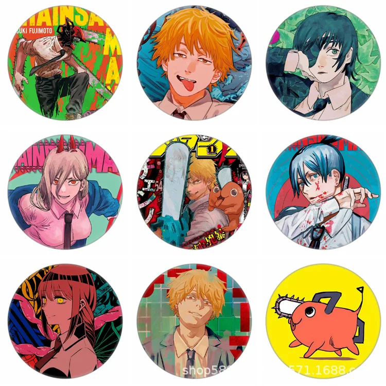 

NEW Anime Cosplay Badges Anime Denji Makima Aki Hayakawa Power Pins Kawaii Brooches For Cloth Backpack Accessories