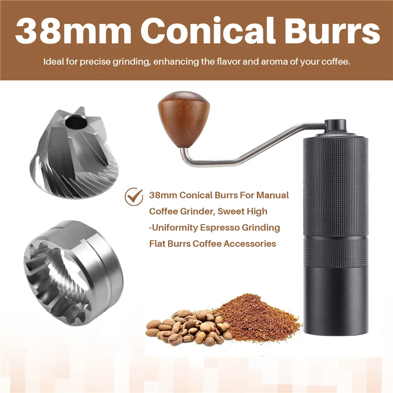 Rebarbas cônicas AA80-38Mm - Acessório ideal de moagem de café expresso para moedores de café manuais