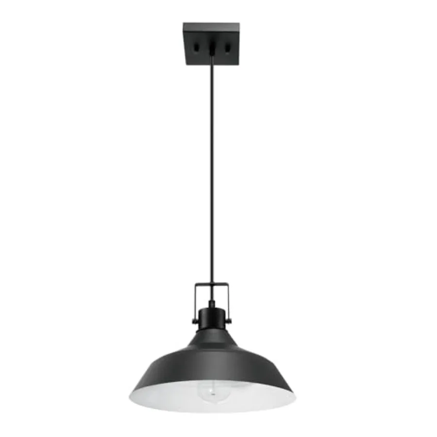 44476 1-Light Indoor/Outdoor Pendant Light, Matte Black Finish, Textured Socket Detail, Adjustable Hanging Height, E26 Base, Mo