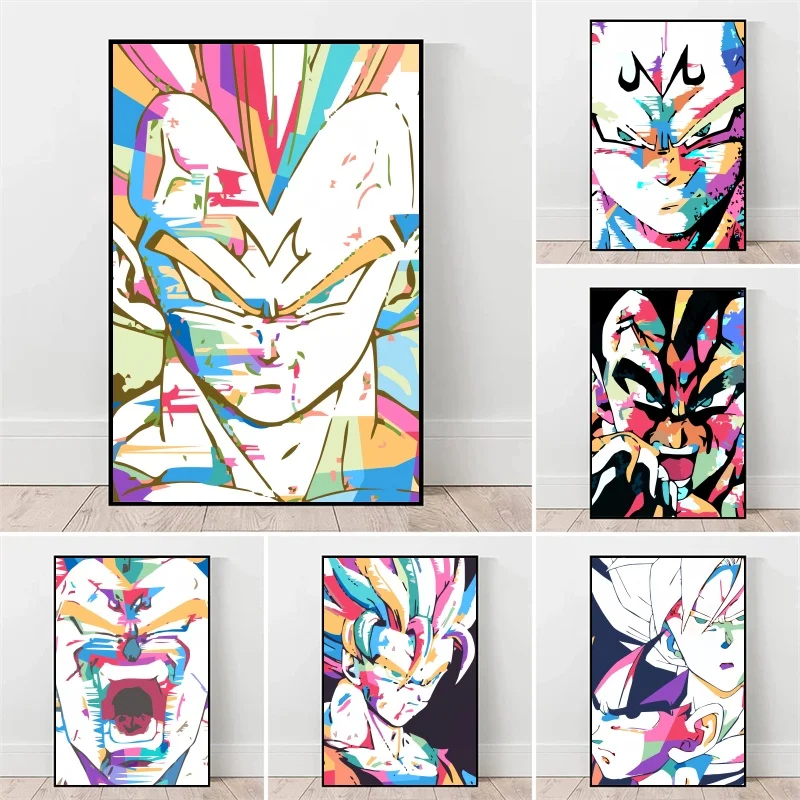 

Hot-blooded Dragon Ball Goku Vegeta Starry Night Abstract Two-Dimensional Motion HD Poster Canvas Mural Decoration Painting Gift