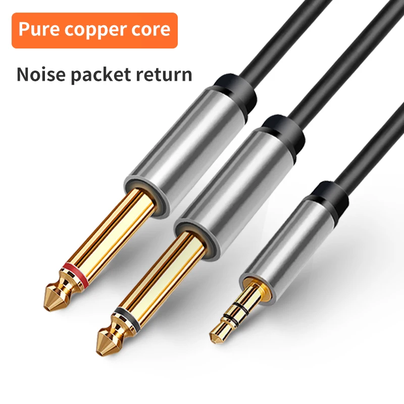 3.5mm to Dual 6.5mm Adapter Jack Audio Cable Double 6.35mm Male 1/4\