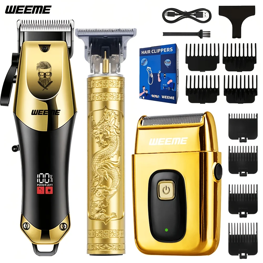 3pcs Men's Electric Hair Clipper Set Home Electric Hair Clipper Set for Home Car Travel, Father's Day Gift