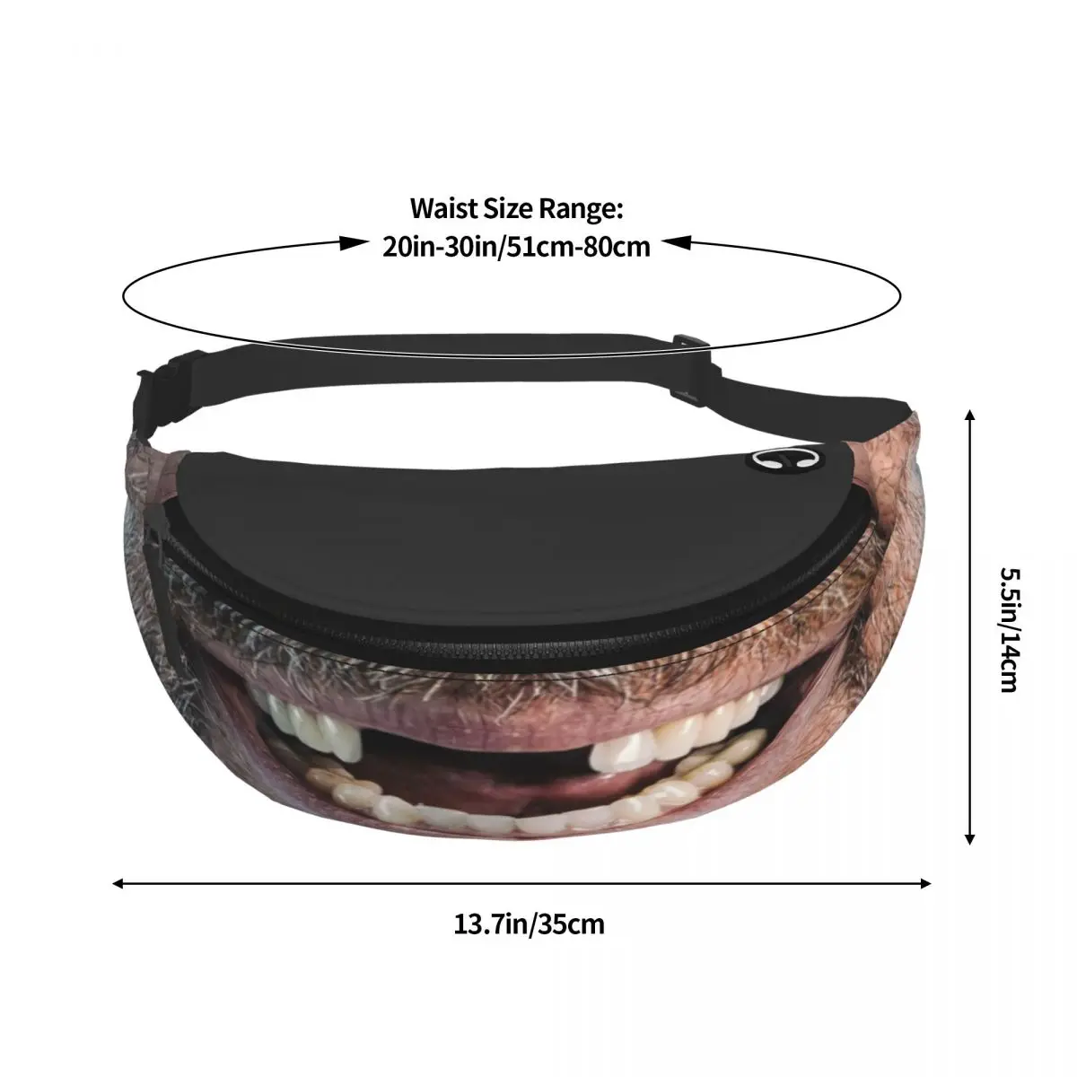 Cool Funny Missing Teeth Fanny Pack for Cycling Camping Women Men Hillbilly Smile Crossbody Waist Bag Phone Money Pouch