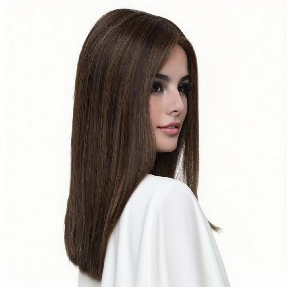 Female Middle School with Bangs Medium Length Straight Hair Shoulder Length Wig African European Fashion Wig Daily Use Cover