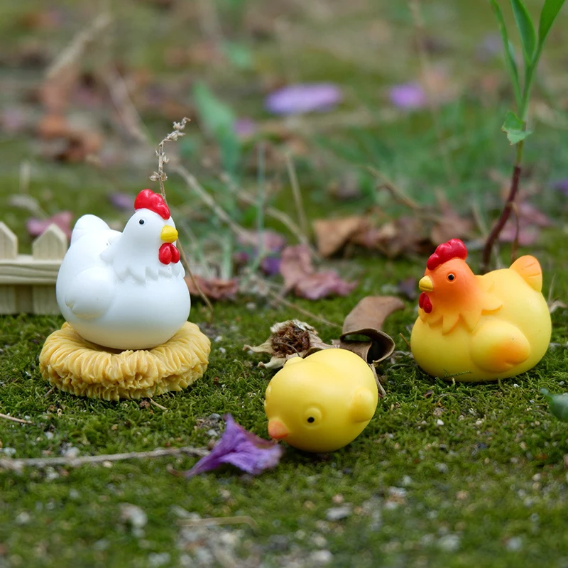 6 pz/set Gallina Bianca Uova di Pollo Figura Animale Pulcino Giallo Modello Casa/Scrivania/Decorazione Della Torta Rara Limite Raccogliere Giocattolo Regalo per Il Capretto