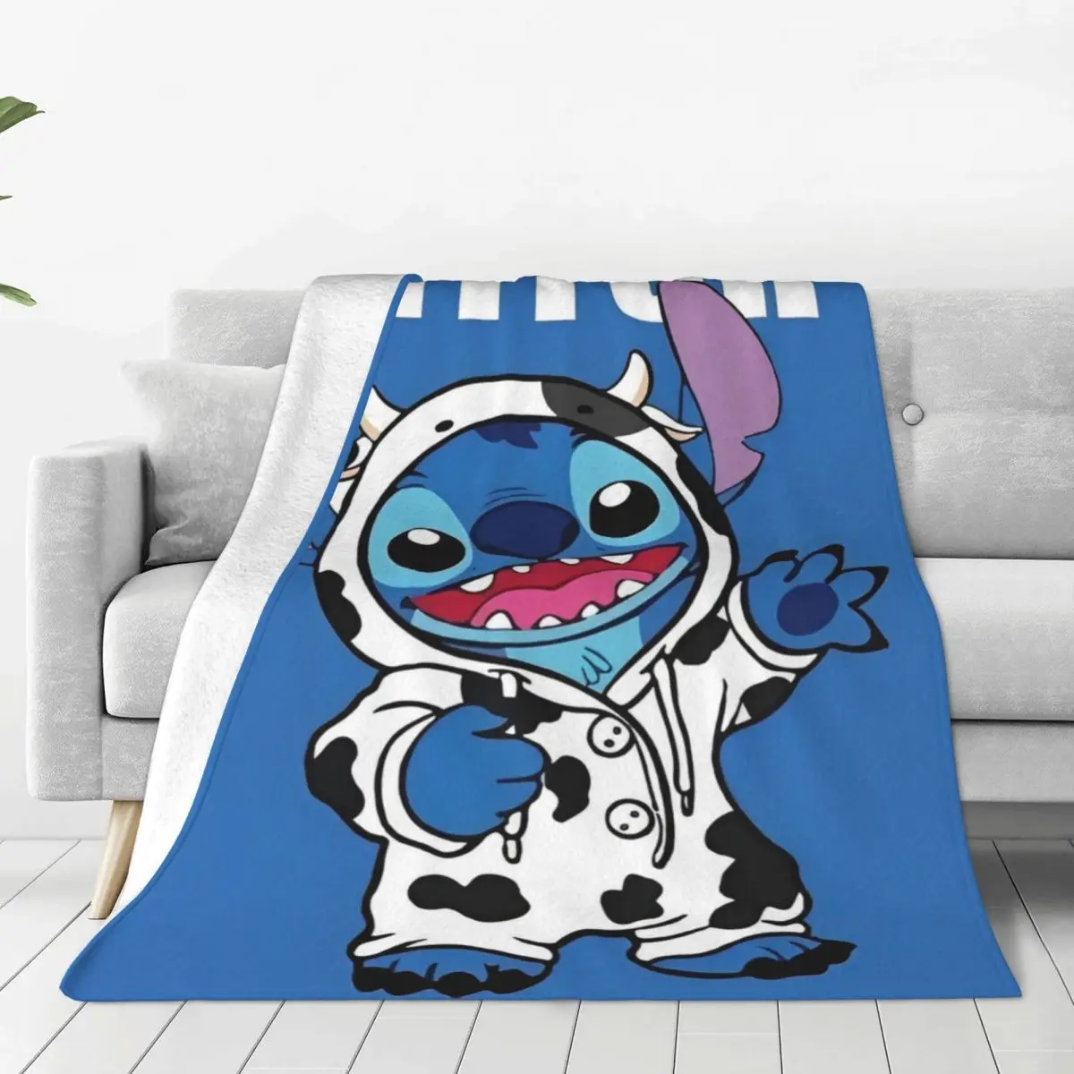 Stitch Cartoon Blankets Quality Warm Throw Blanket Winter Airplane Travel Couch Bed Street Trend Bedspread