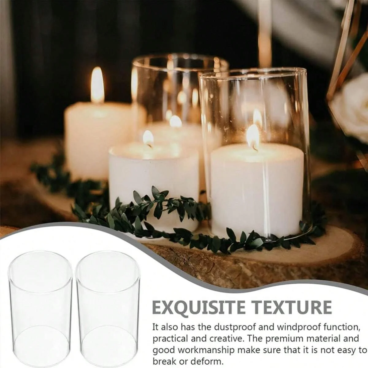 Large capacity Cylinder Wedding Glass Cup Candlestick Straight Tube Glass Vase Dining Table Candle Decoration Art Storage Jar