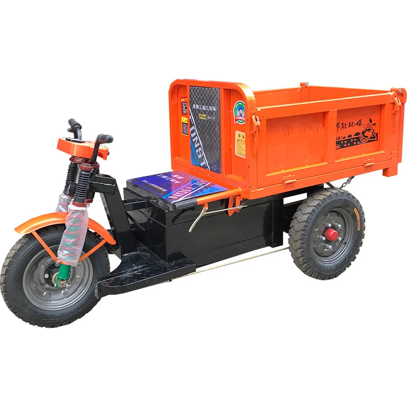 Electric tricycle pull truck trolley construction site ash bucket truck three door haulers pull bricks pull sand pull building m