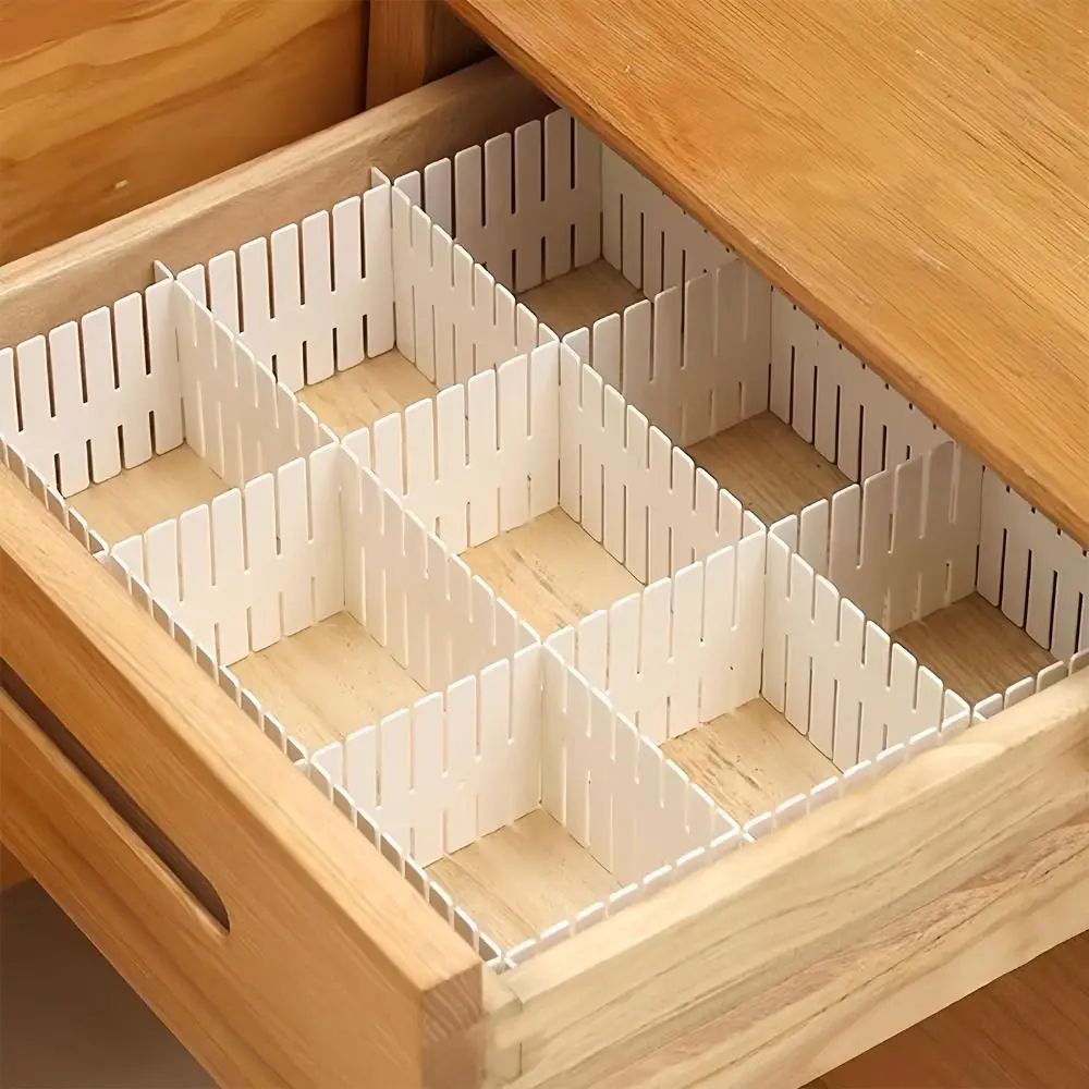 

4pcs/set Adjustable Drawer Divider Board DIY Drawer Space-saving Separator Board Plastic Grid Storage Organizer Board
