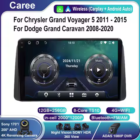 Android 15 Car Navigation Multimedia Player For Chrysler Grand Voyager 5 2011 - 2015 For Dodge Grand Caravan 2008-2020 no 2DIN