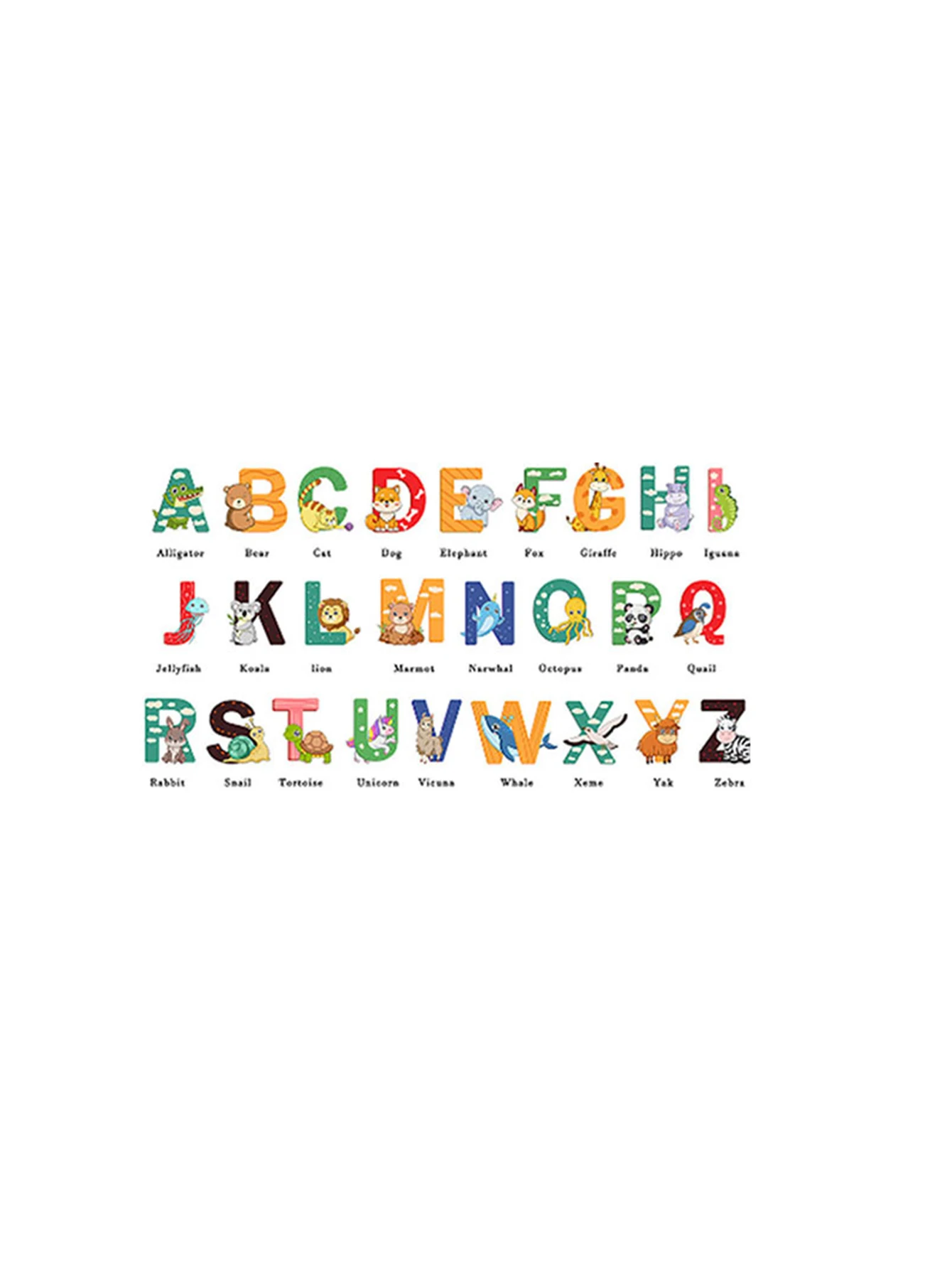 English letters animals colourful wall stickers children\'s room kindergarten bedroom living room back wall stickers