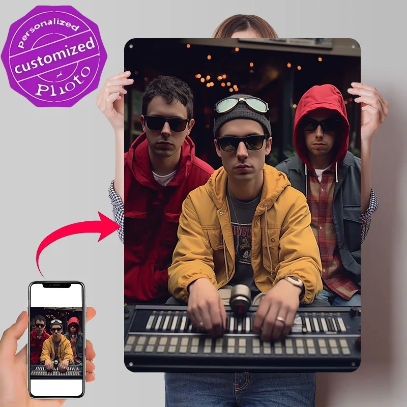 Beastie Boys Band 3D Texture Printed Poster Custom Vintage Metal Tin Plate Sign for Wall Art Gaming Room Decoration Man Bedroom