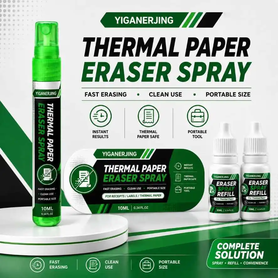 1 Set of Yiganerjing Thermal Paper Eraser Spray, 1 Spray Bottle with 2 Refills, Quickly Erase Privacy, Effective Immediately, Portable Privacy Protection Spray