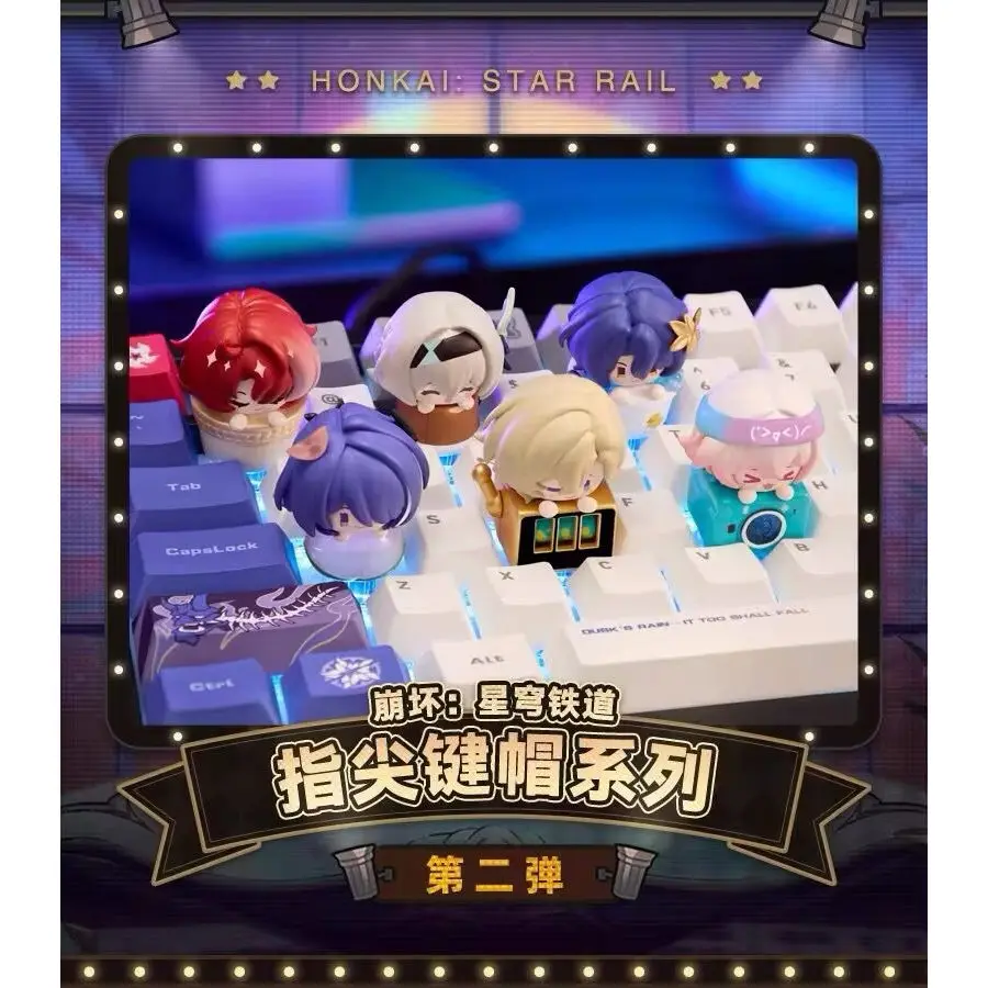 

New Genuine Mihoyo Honkai Star Trail Q Version V2 Aventurine Keycaps Trendy Cute Blind Box Key Cap Custom Figure Toy Gift