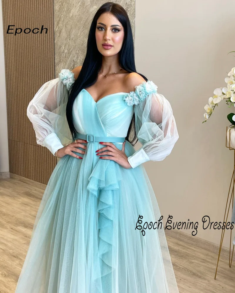 Epoch Organza Avondjurk A-Lijn Elegante فساتين سهرة Off The Shoulder Ruches Puff Prom Jurk Sexy Vrouwen 2024 Nieuw