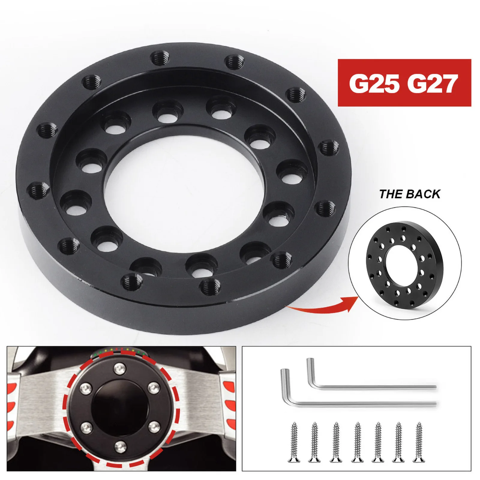 

73MM Steering Wheel Adapter Plate for Logitech G25 G27 Compatible for 13 14 inch Steering Wheel