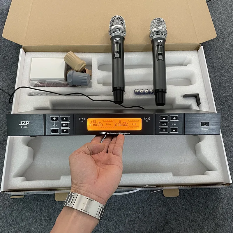 

JZP P-810 Wireless microphoneinfrared frequency one-to-two FM performance KTV