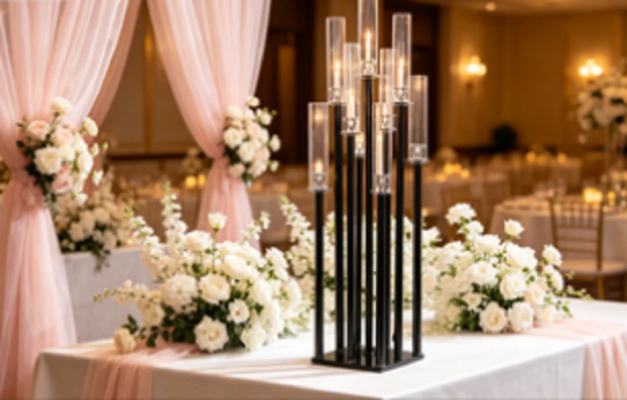 2/4/5/6/10/ 9 heads, black center piece, flower holder, acrylic candle holder, party road lead decoration