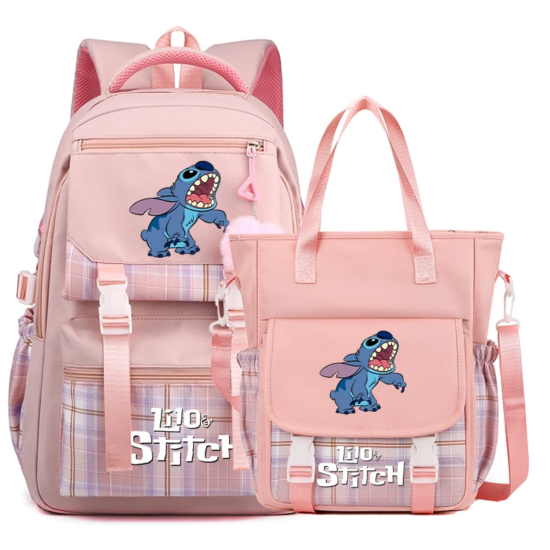 2Pcs/set Disney Lilo Stitch Backpack Teen Students Back To School Schoolbag with Shoulder Bag Girl Boy Women Commuter Bag Set