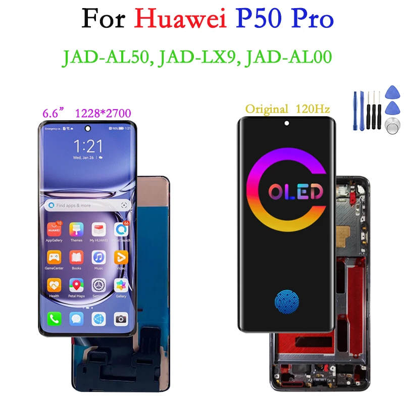 Original OLED For Huawei P50 Pro JAD-AL50, JAD-LX9, JAD-AL00