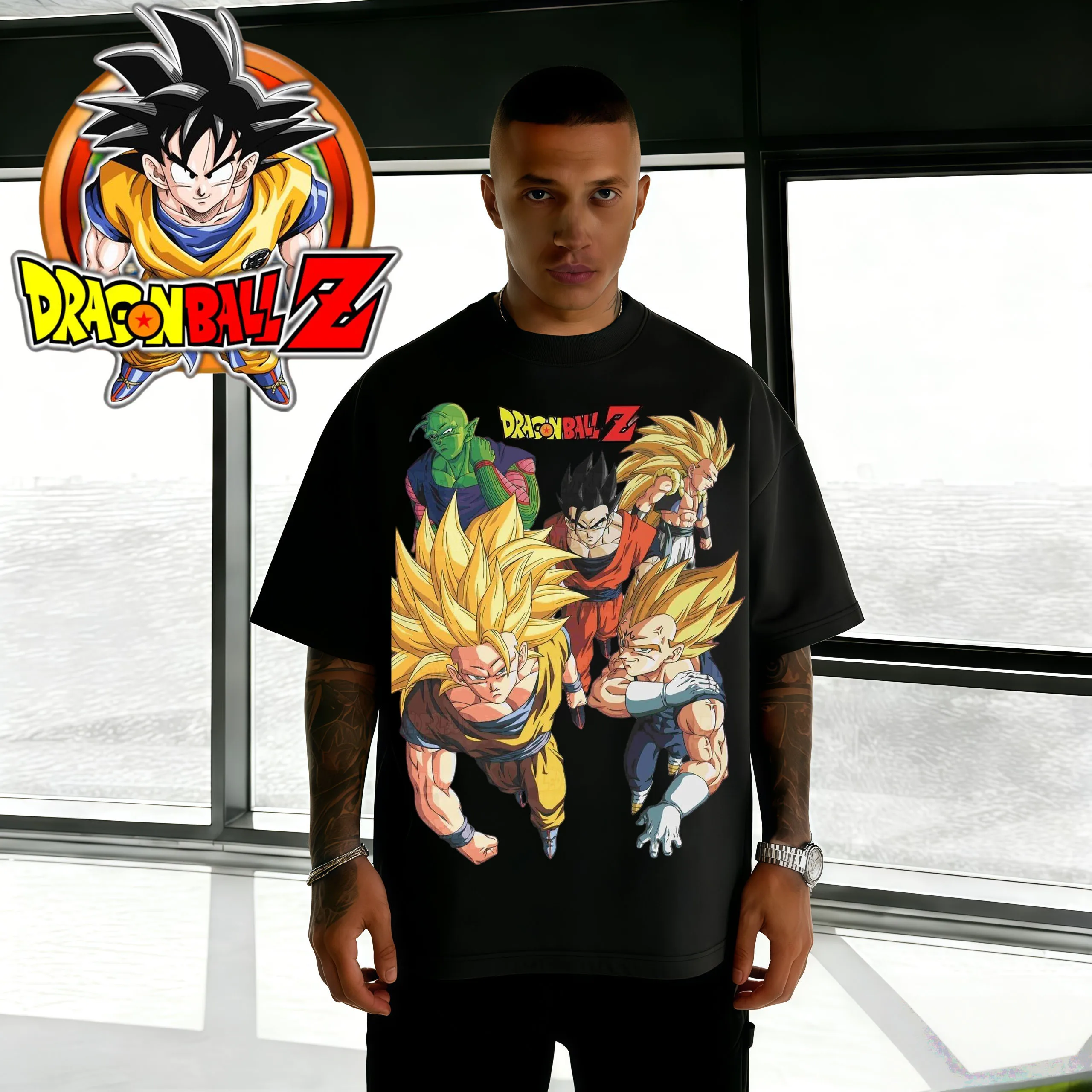 2026 Sommer Dragon Ball Alle Charaktere Übergroßes T-Shirt Hochwertige Baumwolle Retro Grafik-Druck Unisex Casual Erwachsene Kinder