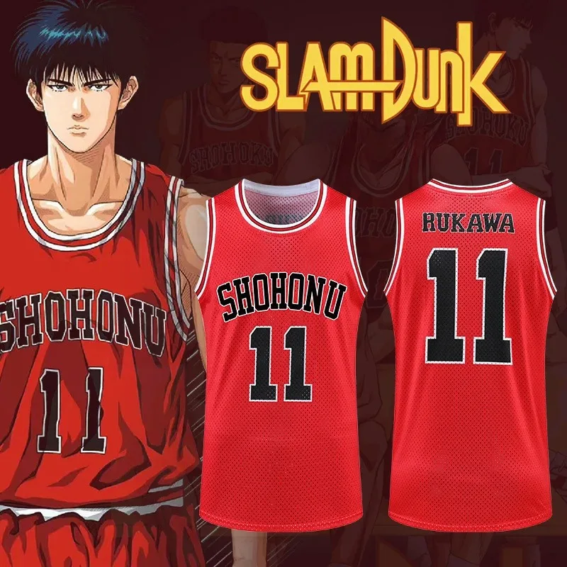 2024 New Anime Slam Dunk Cosplay Costume Sakuragi Hanamichi Shirt Men's Red 10th 11th Basketball Jersey Kaede Rukawa Tops