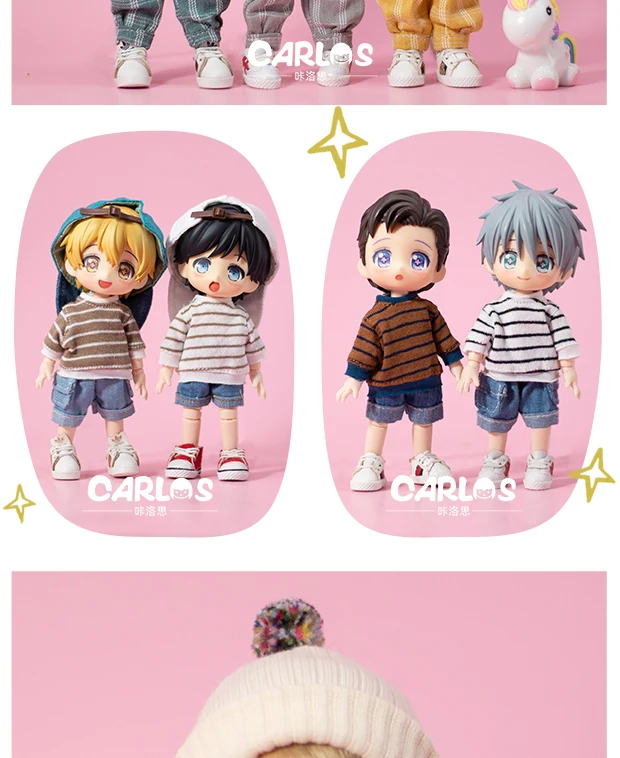 Ob11 Puppen kleidung einfarbig gestreiftes Hoodie-T-Shirt mit langen Ärmeln Zubehör für bjd, gsc, obitsu11, molly, ymy, p9, gsc – Detail 11
