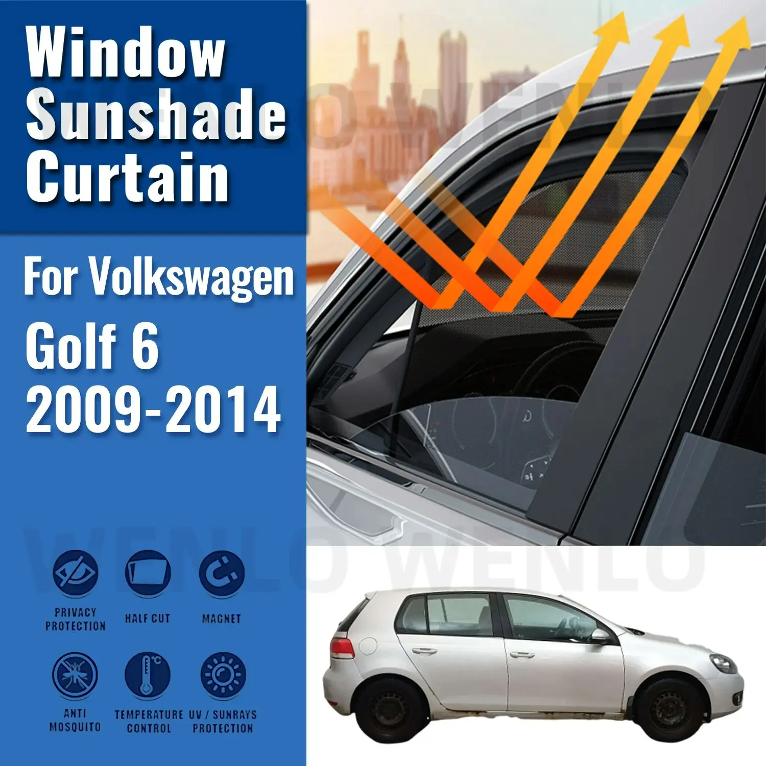 

For Volkswagen VW Golf 6 Mk6 2009-2013 2014 Magnetic Car Sunshade Front Windshield Curtain Rear Side Window Sun Shade Shield