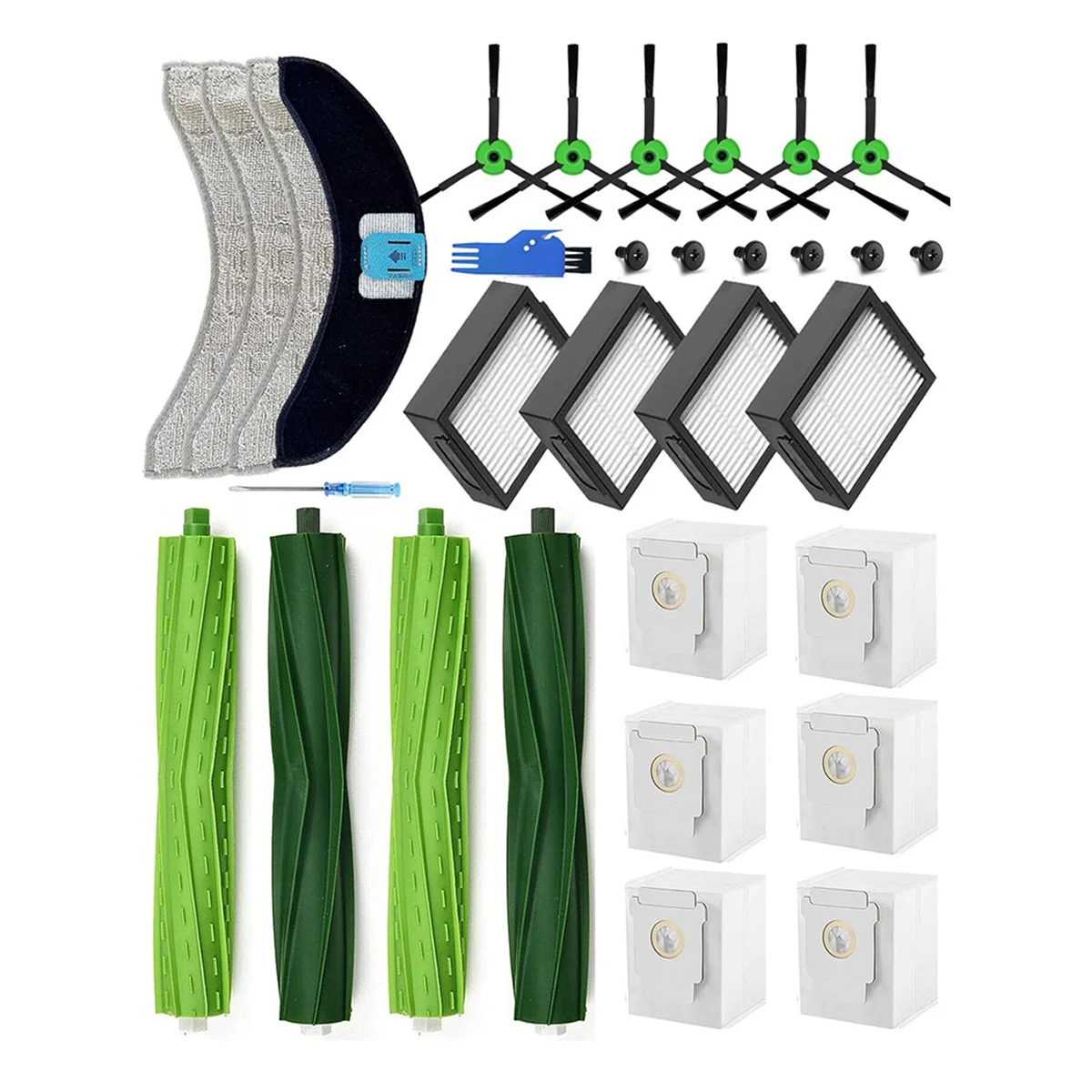 Replacement Parts for iRobot Roomba Combo J7+/J7 Plus Robot Vacuum Cleaner Rubber Brushes+ Mopping Pads+ HEPA Filters