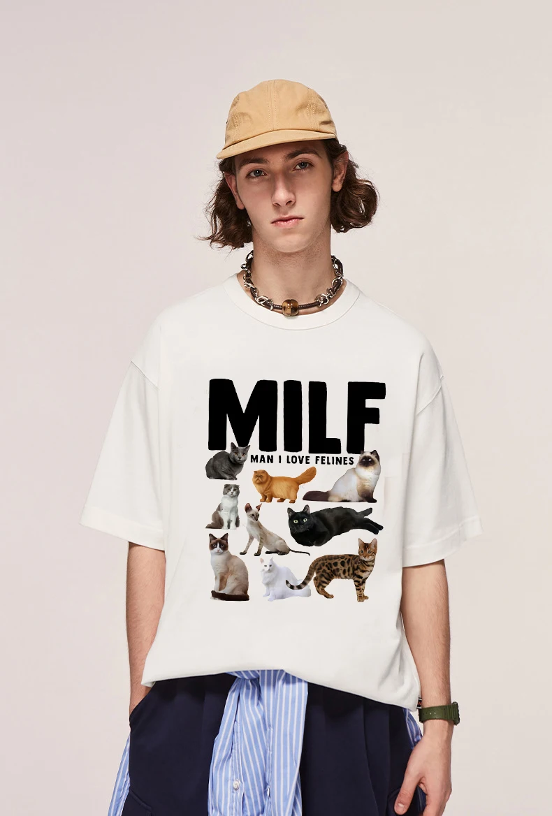 Milf Cat Dog Painting T-Shirt Women Summer Casual Oversized Vacation Beach T Shirt Cute Aesthetic Holiday Tops