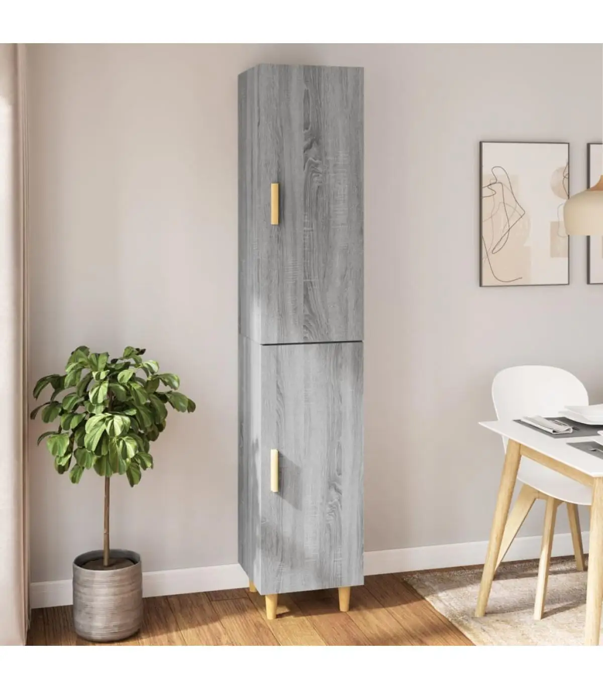 Sideboards high sideboard Sonoma gray plywood 34,5x34x180 cm