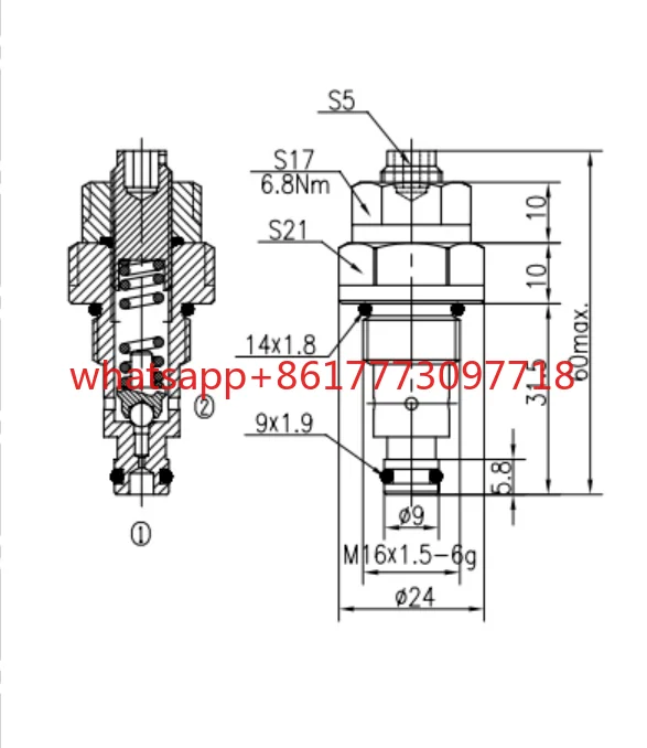 Hydraulic overflow valve YF04-01 Hydraulic system accessories Small threaded cartridge, pressure valve, manually adjustable