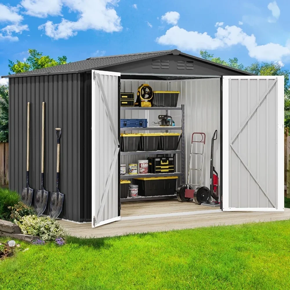 

8'x6' Large Metal Outdoor Storage Shed, Heavy Duty Tool Storage Sheds for Backyard Patio Lawn - Easy-to-Assemble