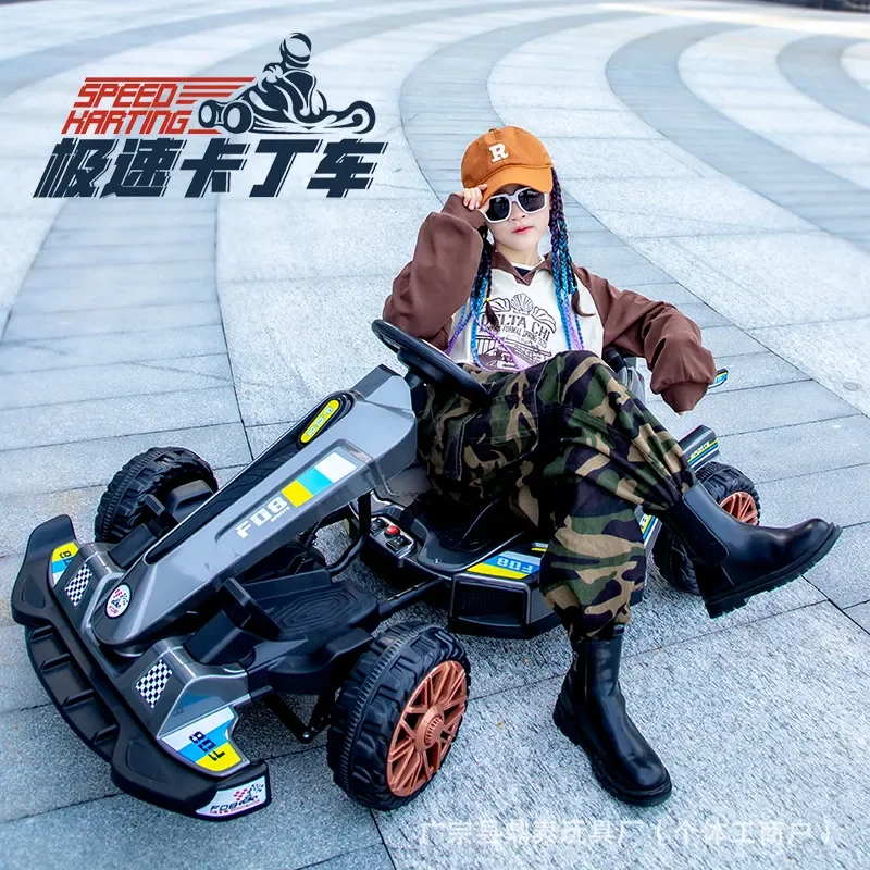 Electric Go Kart Remote Control Car Ride On Toy For Kids Adults Boys Girls Charging Vehicle Outdoor Play Stroller Seat