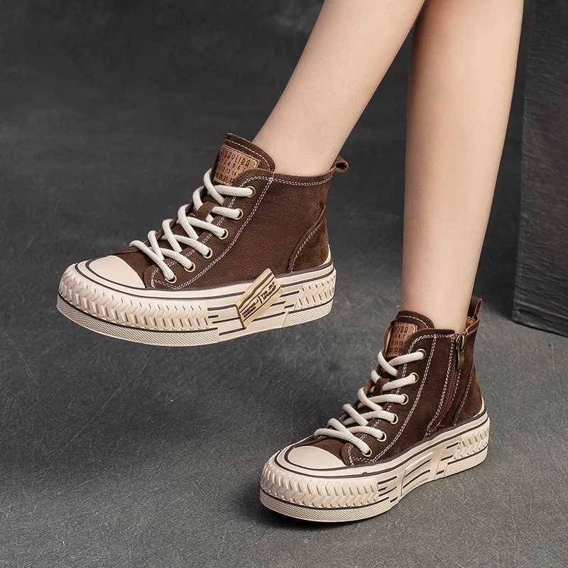 GKTINOO 2024 New Spring Genuine Leather Sneakers Women Shoes Lace-up Sewing Flat Handmade Leisure Comfortable Ladies Shoes