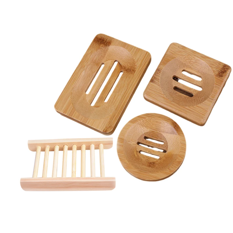 1PCS Wooden Natural Soap Dishes Tray Holder Storage Soap Rack Plate Box Container Portable Bathroom Soap Dish Storage Box