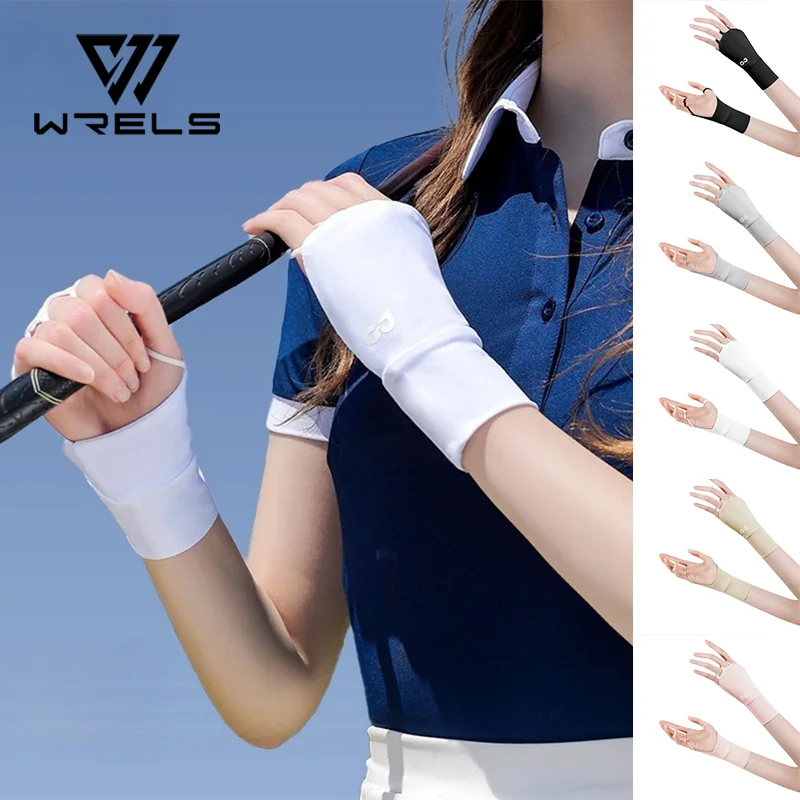 Summer Half Finger Gloves Ice Silk Elastic Lightweight Golf Gloves Wrist Wristband Sun UV Protection Cycling Outdoor Gloves