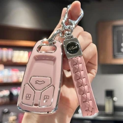 Girly Key Fob Cover Keychain for Audi A1 A3 A4 A6 Q1 Q3 Q5 Q7 S3 S4 S6 R8 TT Key Shell Cover, Pink