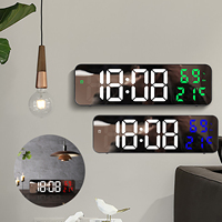 Mirror LED Large Digital Wall Clock Temperature Humidity Date Display Automatic Brightness Table Wall-mounted Alarms Clocks