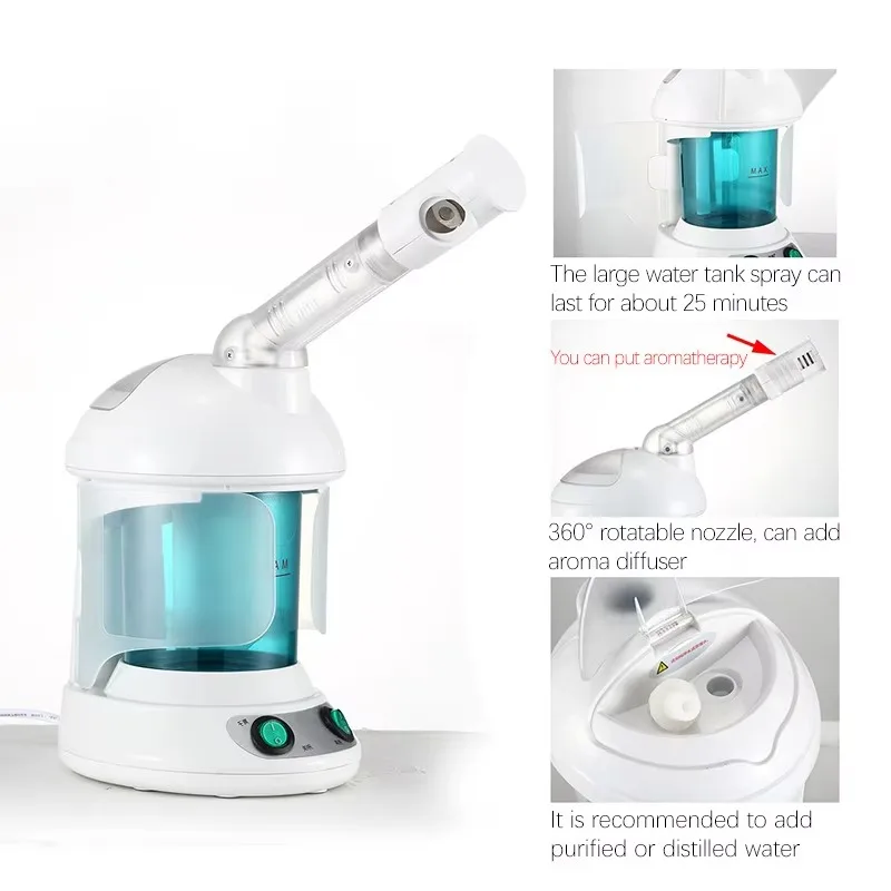 Hot Spray Steamer Nano Ion Spray Hydrating Instrument, Portable Electric Deep Cleaning Steamer Rotary Nozzle Household Spa